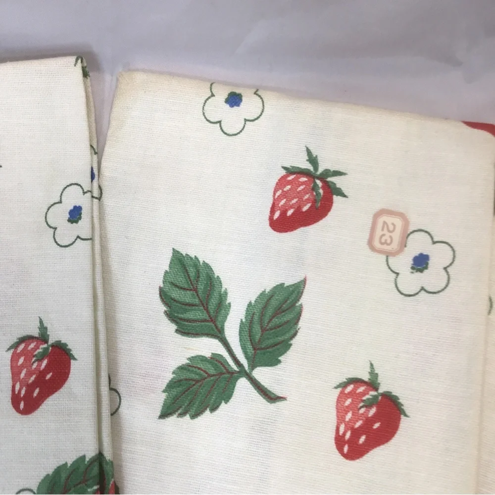 6 CANNON Part Linen Kitchen DISH TOWELS NEW USA Strawberries VTG NOS